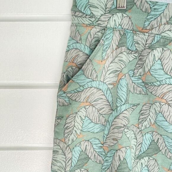 Nine West Women's Green Tropical Leaf Print Drawstring Mini Skirt Size XXL NWOT - Picture 4 of 8